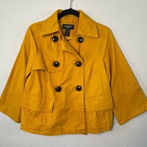 Canyon River Blues Mustard Double-Breasted Pea Coat 100% Cotton Size S